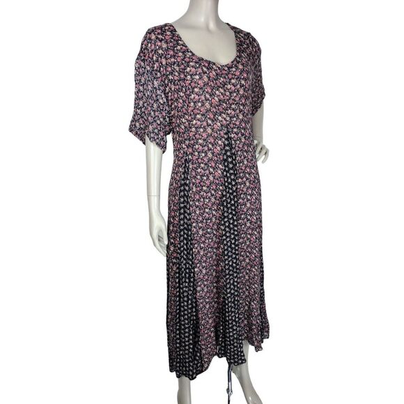 VTG 90s Nostalgia Grunge Prairie Boho Cottagecore Calico Floral Paneled Dress - Picture 4 of 9